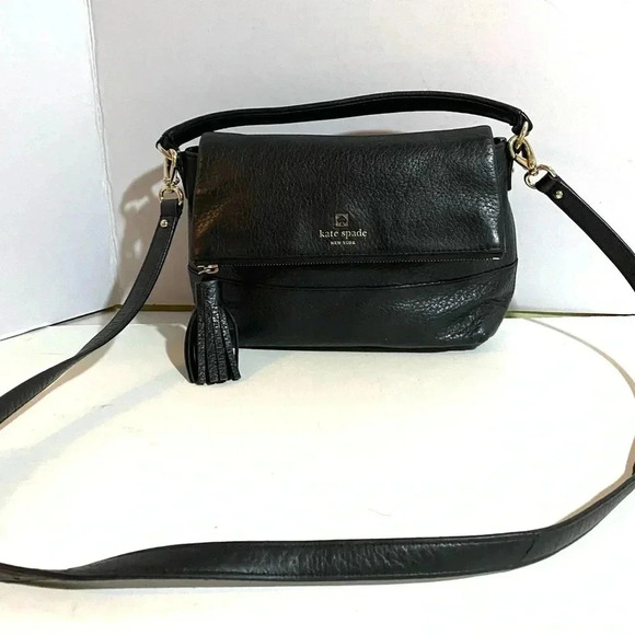 Kate spade black pebbled leather satchel handbag - Picture 1 of 15